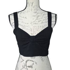 Mudd Junior's Size XL Black Cotton Blend Gathered Wide-Strap Bra Top